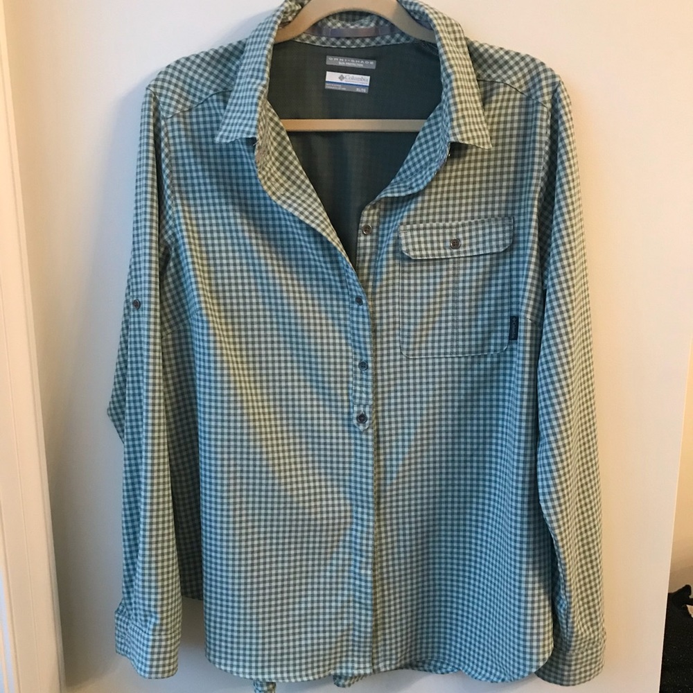 Columbia Green Checked Performance Button-Down - image 1
